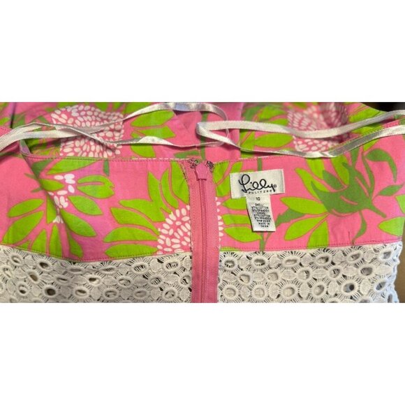 Lilly Pulitzer Halter Blouse Top Women's SZ 10 Colorful Fitted Lace Resort Wear - Picture 6 of 8